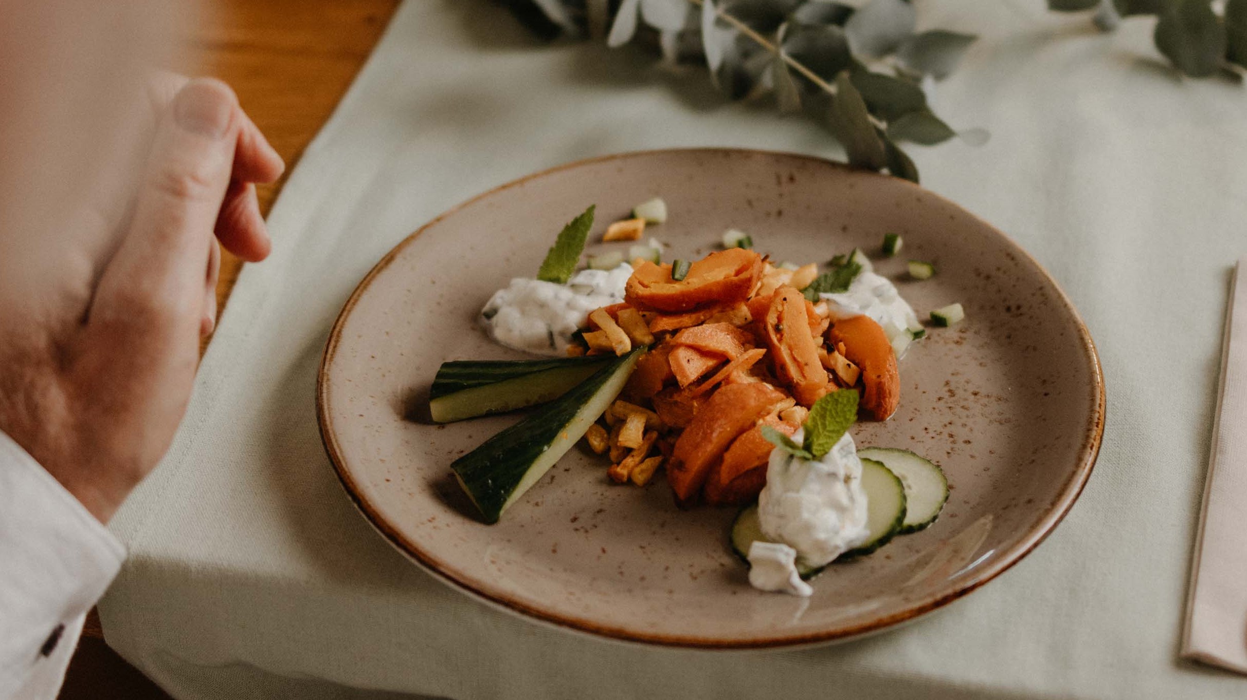 Oven vegetables in Ayurvedic style with Raita