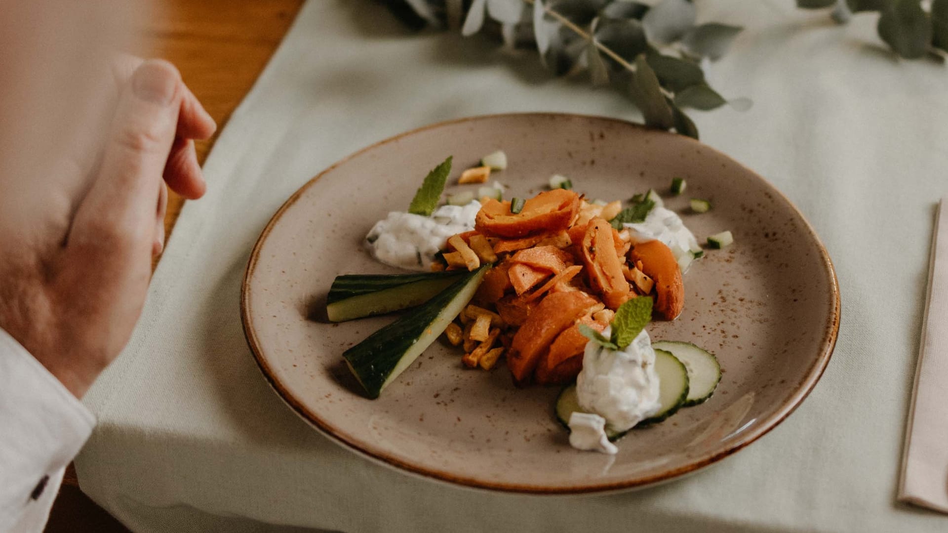 Oven vegetables in Ayurvedic style with Raita